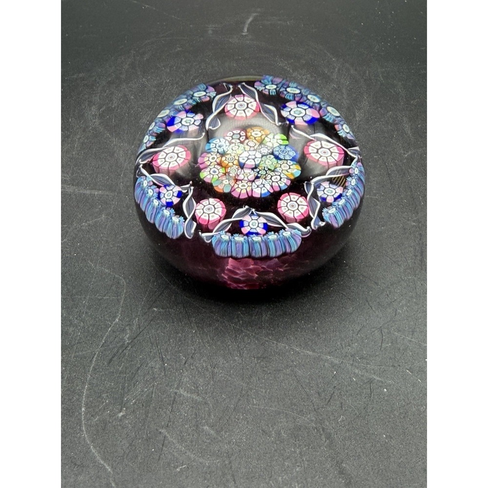 Perthshire Concentric Millefiori Art Glass Paperweight Crimp Ground Scotland